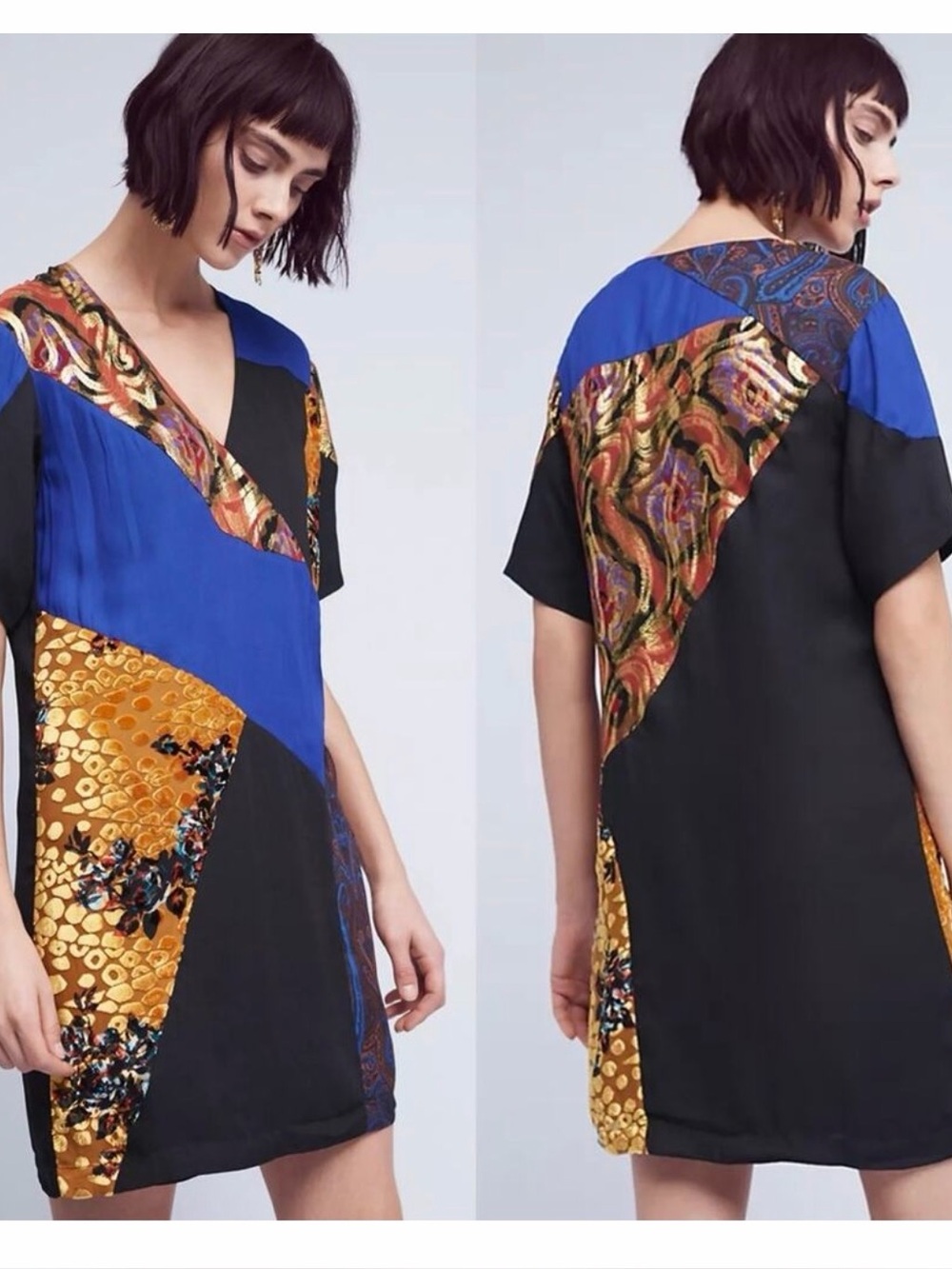 Anthropologie HD in Paris Camellia Patchwork Mini Dress 0